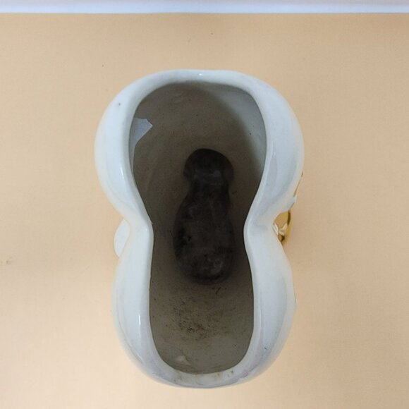 Vintage Ceramic Heart Shaped Vase/Planter With Floral & Bow Accents - Picture 5 of 13